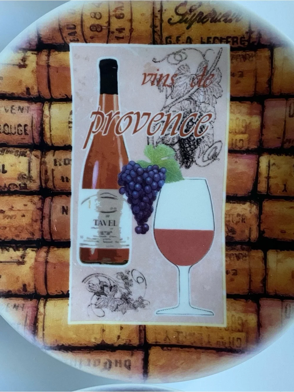 6 Canape Plates by Philippe Deshoulieres Wine & Corks France Vintage EUC Grapes